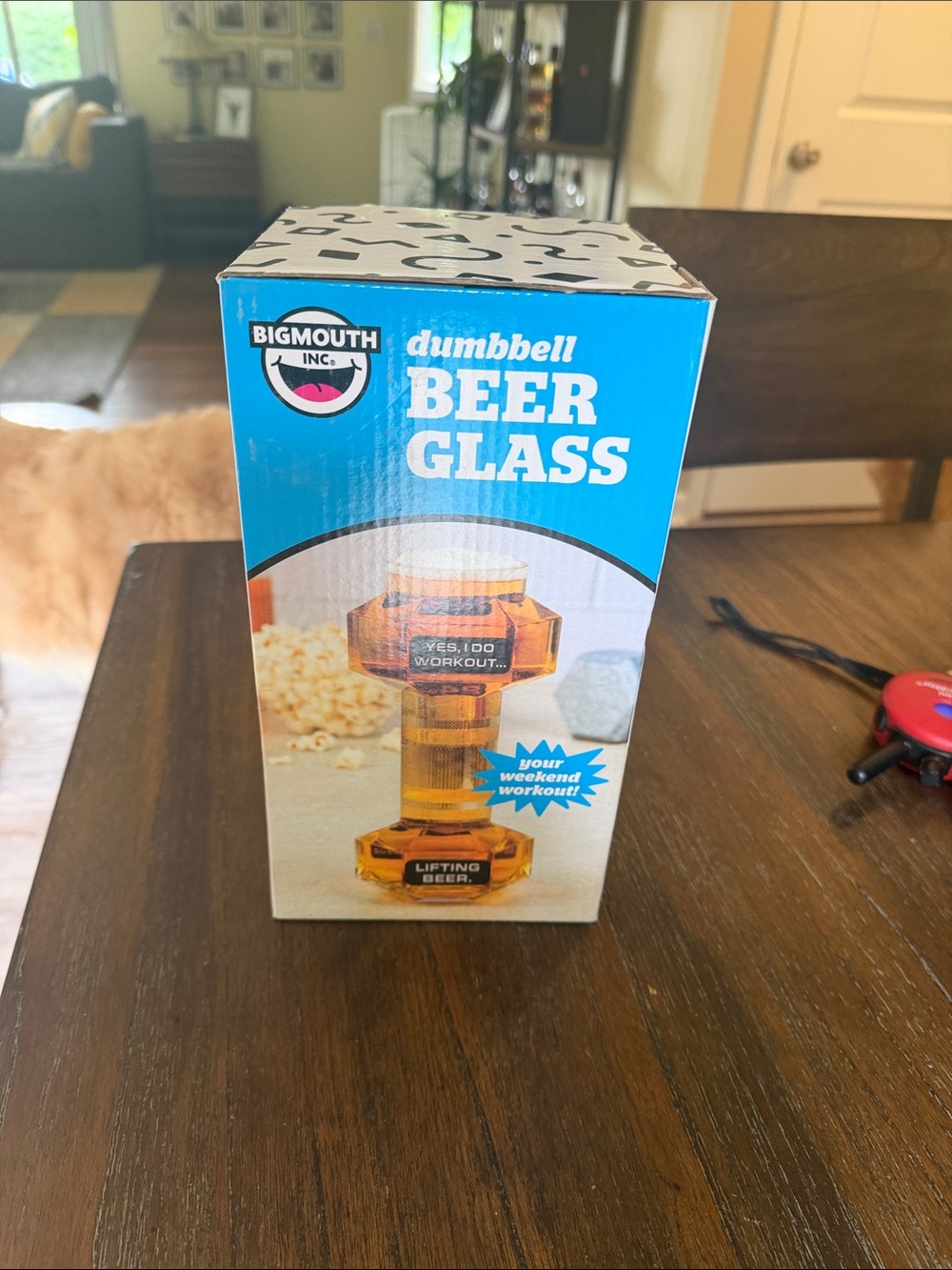 BigMouth Inc. Dumbbell Beer Glass - Amber plastic